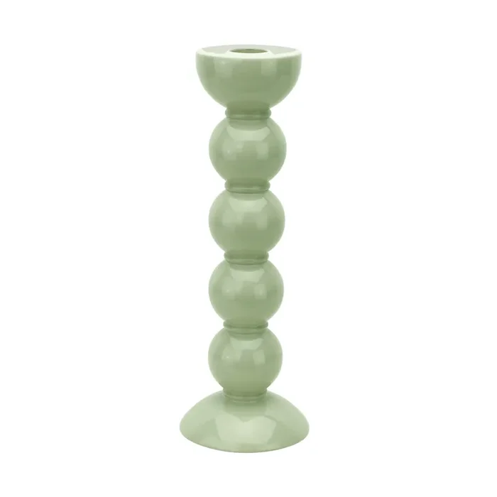 Addison Ross Lacquer Bobbin Candlestick 9.5″ (Sage)