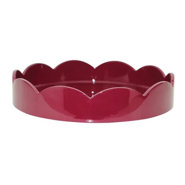 Addison Ross Lacquer Round Scalloped Tray (Cherry) 8.5″