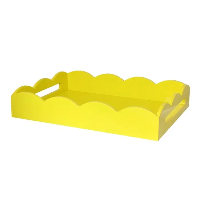 Addison Ross Lacquer Scalloped Tray 17×13 (Yellow)