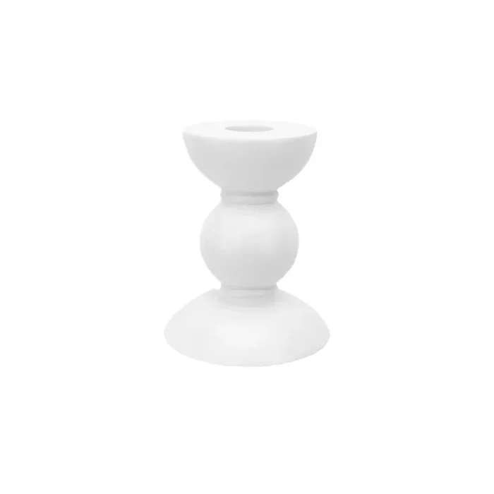 Addison Ross Lacquer Small Bobbin Candlestick 4″ (White)