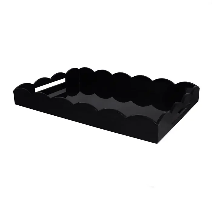 Addison Ross Lacquered Scalloped Ottoman Tray (Black) 26×17