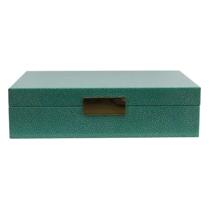 Addison Ross Large Green Shagreen Lacquer Box with Silver