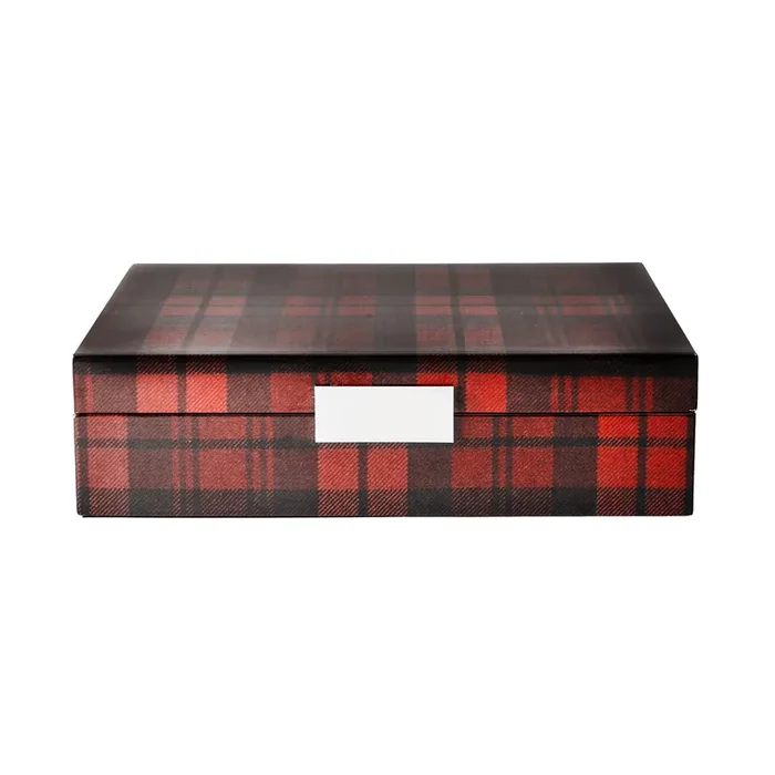 Addison Ross Large Red Tartan Box with Silver