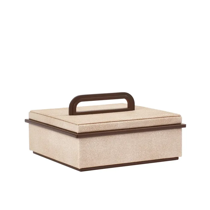 Addison Ross Small Ecru Faux Shagreen Box