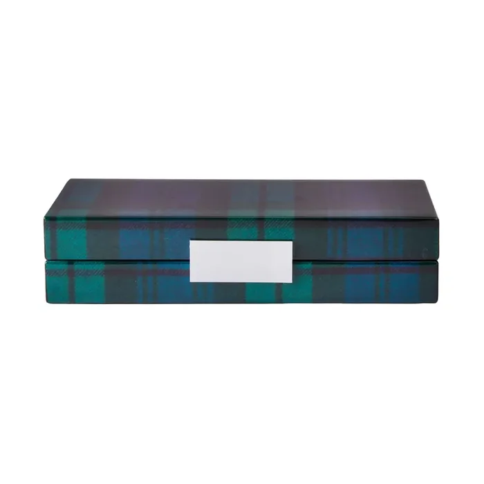 Addison Ross Small Green Tartan Box with Silver