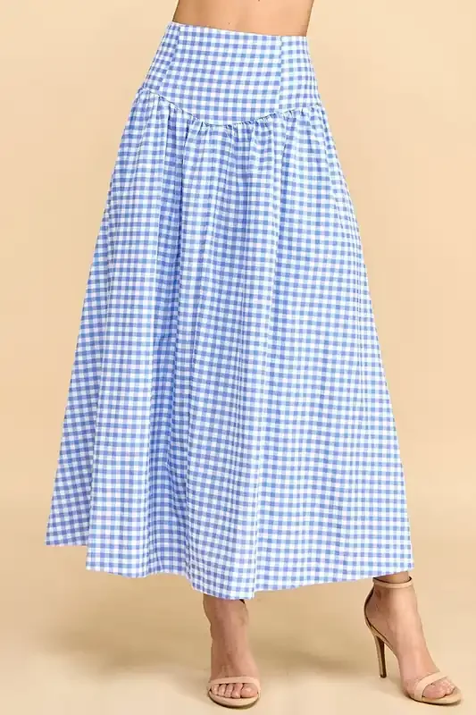 Ainsley Gingham Skirt • Baby Blue