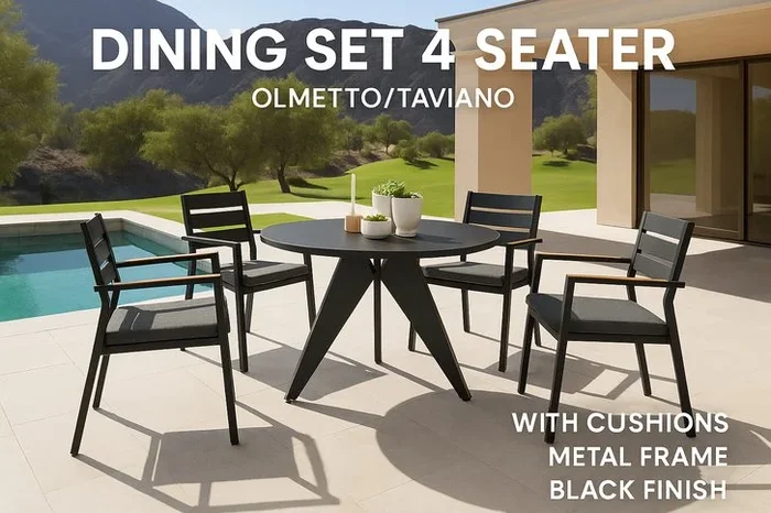 Aluminium 4-Seater Weather-Resistant Garden Dining Set with Cushions