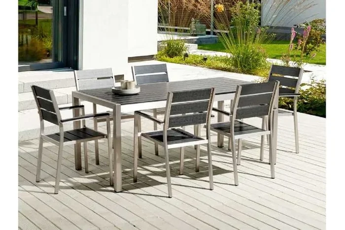 Aluminium Garden Dining Table – Weather-Resistant, Modern 6-Seater, 180x90cm Outdoor Patio Table