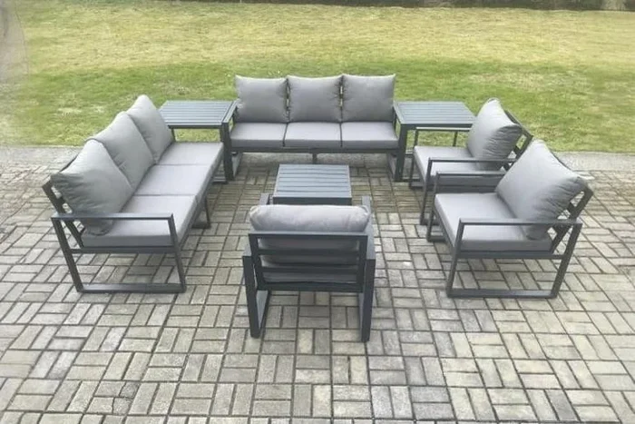 Aluminium Garden Sofa Set – Weather-Resistant 8-Seater with Coffee & Side Tables