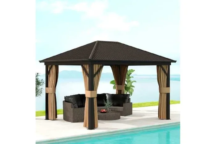 Aluminium Hardtop Gazebo 3.6x3m – Weather-Resistant Garden Shelter with Curtains & Netting