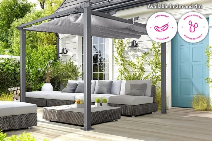 Aluminium Pergola Rectangular Gazebo – Modern Weather-Resistant 3m or 4m Garden Shelter