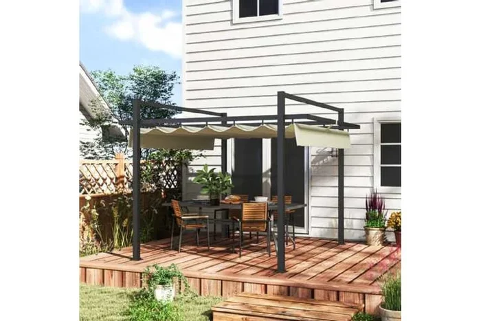 Aluminium Weather-Resistant Garden Pergola with Retractable Roof – 2 Sizes