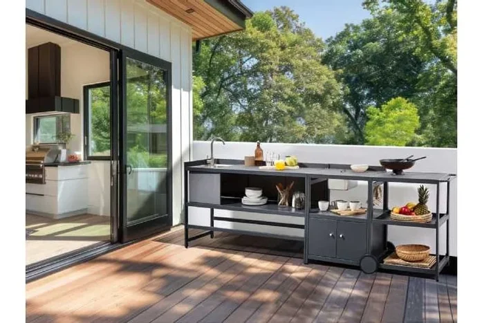 Aluminium Weather-Resistant Outdoor Kitchen Set with Sink – Modern Garden Unit (2 Colours)