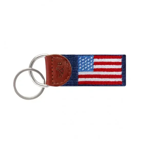 American Flag Needlepoint Key Fob (Navy)