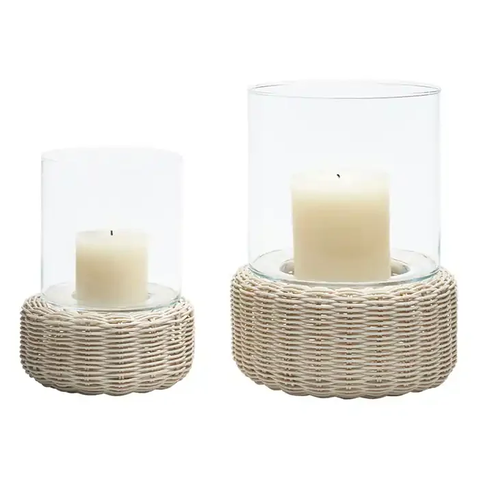 Amity Faux Rattan Hurricane (White)