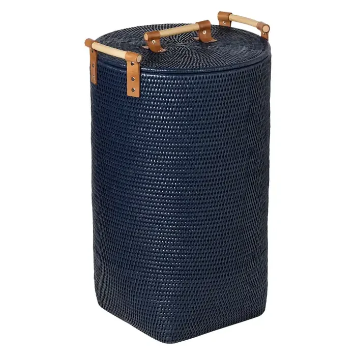 Antalya Midnight Blue Rattan Hamper (Large)