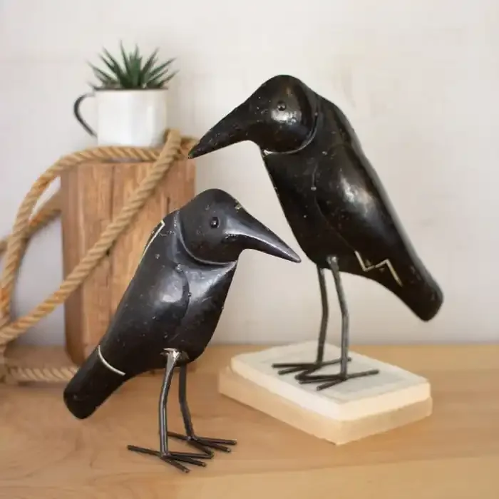 Antique Black Iron Crows Set/2