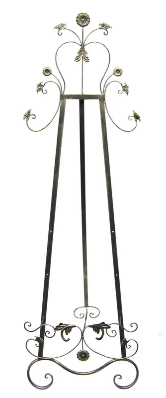Antique Brass Floor Easel with Leaves Shapes at Top