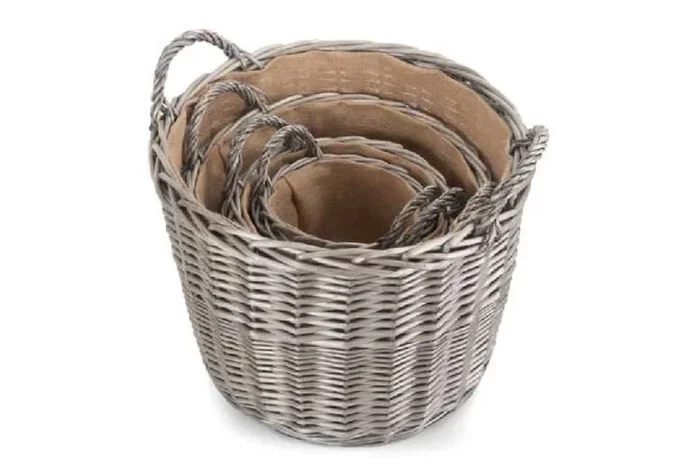 Antique Wicker Log Basket – Double-Wicker, Portable Firewood Storage