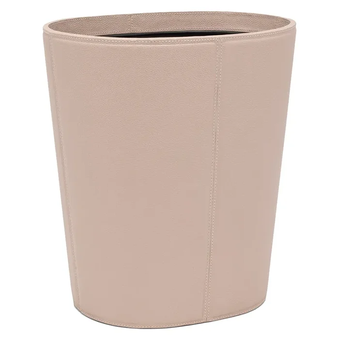 Asby Dusty Rose Full-Grain Leather Oval Wastebasket