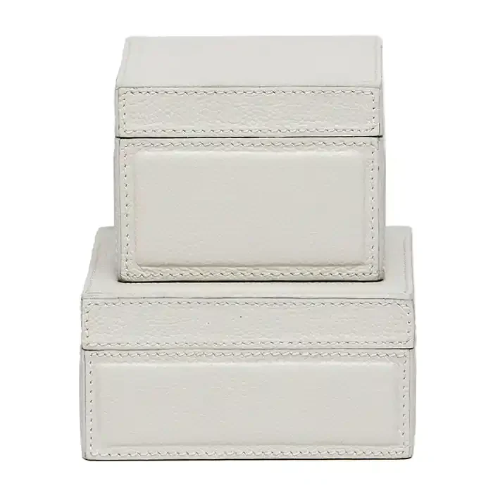 Asby Light Gray Full-Grain Leather Box Set/2