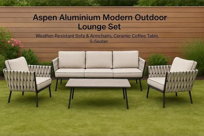 Aspen Aluminium Lounge Set – Contemporary Comfort with Ceramic Table
