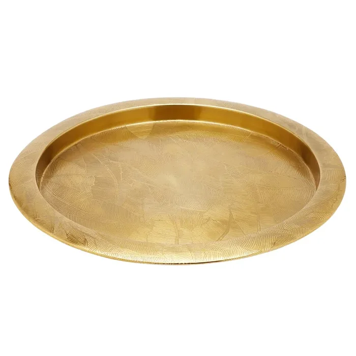 Athena Matte Gold Stainless Steel Metal Round Tray
