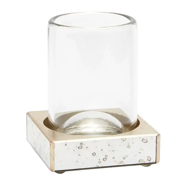 Atwater Antiqued Mirror Tumbler Set/2 (Silver Leaf)