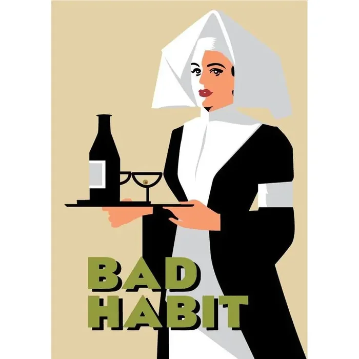 Bad Habit Drinking Nun 2.5″ x 3.5″ Vintage Art Magnet