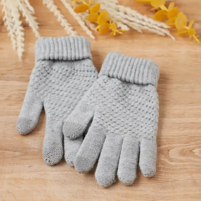Bailey Knit Gloves in Gray Texting Capabilities Soft Winter Mittens