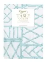 Bamboo Screen Robin‘s Egg-Ppr Linen Print Airlaid Tablecover 5.2‘X8.2‘ – Caspari