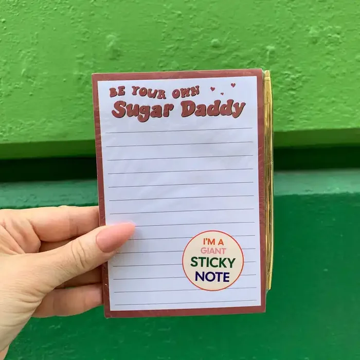 Be Your Own Sugar Daddy Sticky Note and Pen Gift Set Funny Stationery Gift Set