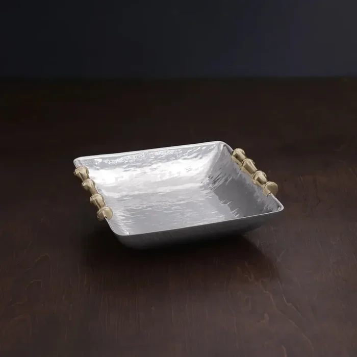 Beatriz Ball Garden Bamboo Square Bowl with Gold Handles