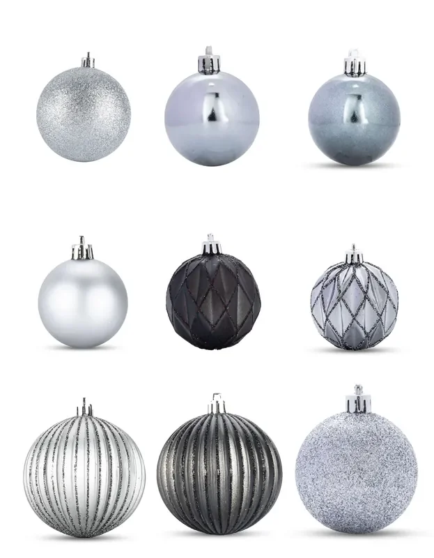 Becki Owens 50 Black and Silver Assorted Christmas Ornaments
