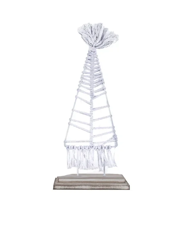 Becki Owens Decorative White Fabric Rope Cone Tree