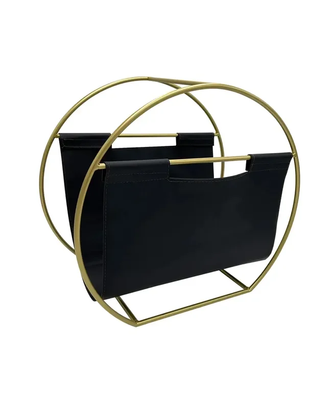 Becki Owens Leather Magazine Holder in Gold-Color Frame