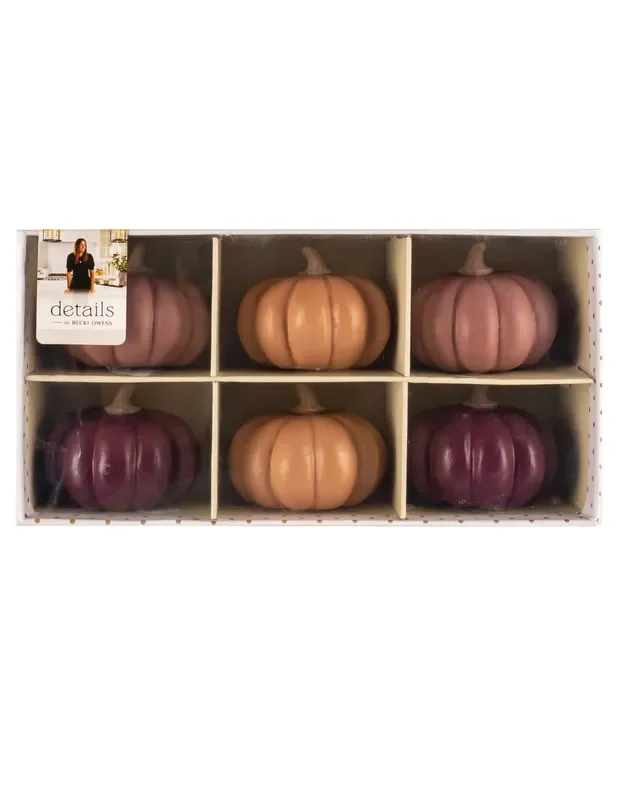 Becki Owens Set of 6 Decorative Orange and Burgundy Pumpkins