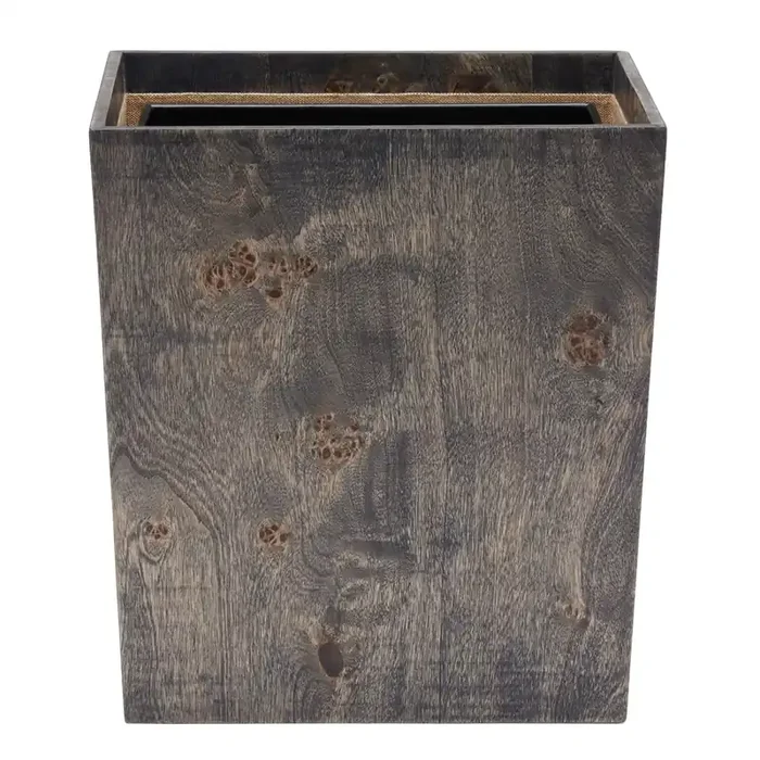 Bern Mappa Burl Veneer Rectangle Wastebasket (Ash Gray)