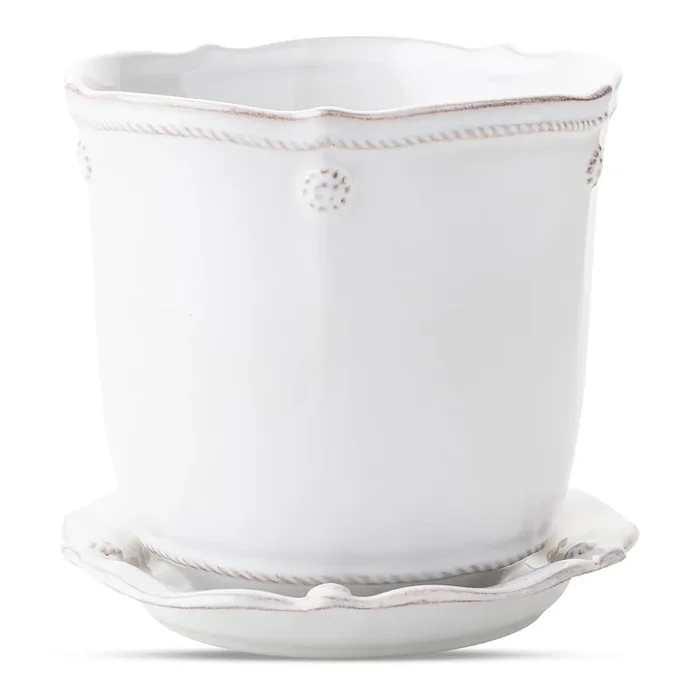 Berry & Thread Whitewash 5.25″ Planter w/ Saucer
