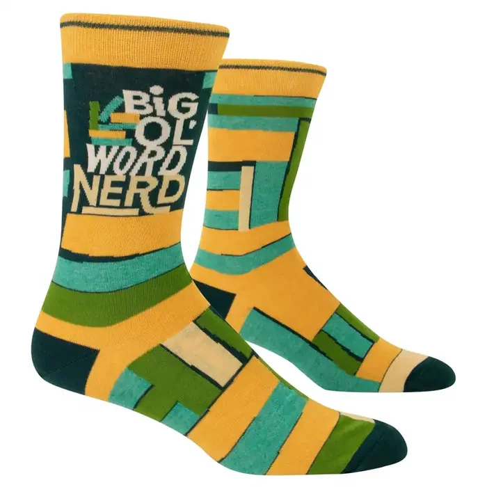 Big Ol‘ Word Nerd Men‘s Crew Socks BlueQ at GetBullish