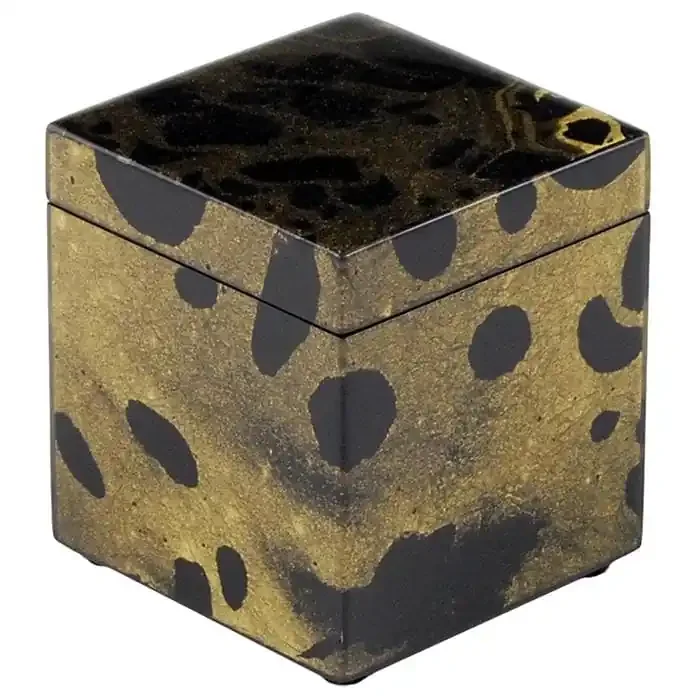 Black Gold Marble Lacquer Canister
