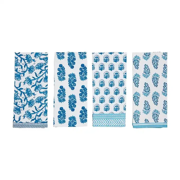 Blue Block Print Towels