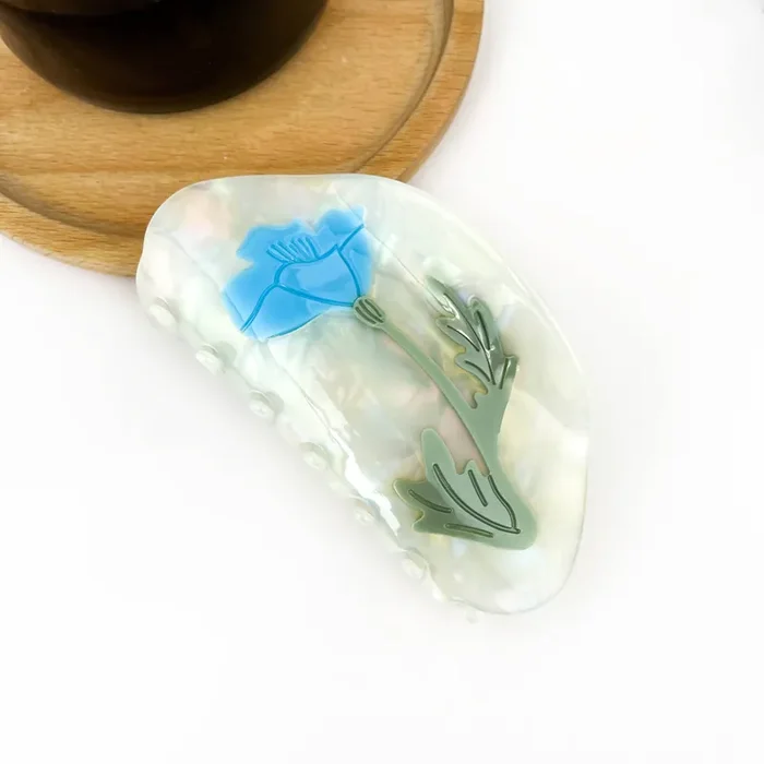 Blue Daffodil Hair Claw Clip, Spring Flower Hair Clip