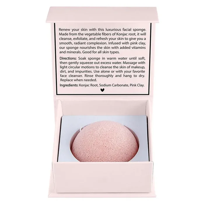 Blush Pink Konjac Facial Sponge All-Natural Scrub Sponge Detoxify Exfoliate Skin
