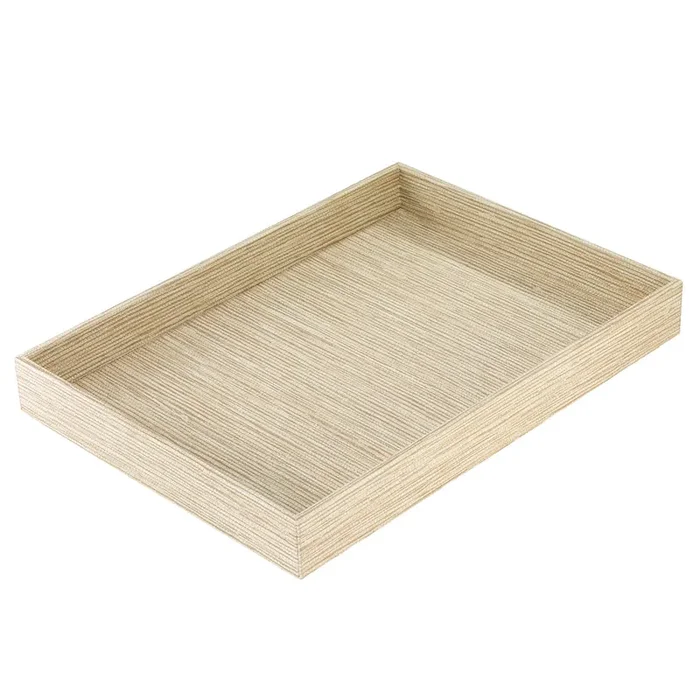 Bodrum Grasscloth Vinyl Rectangle Decorative Tray 13” x 18” (Latte)