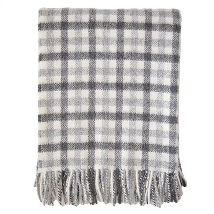 Bonn Alpaca Wool Throw (Black, Grey & Ivory Checks)