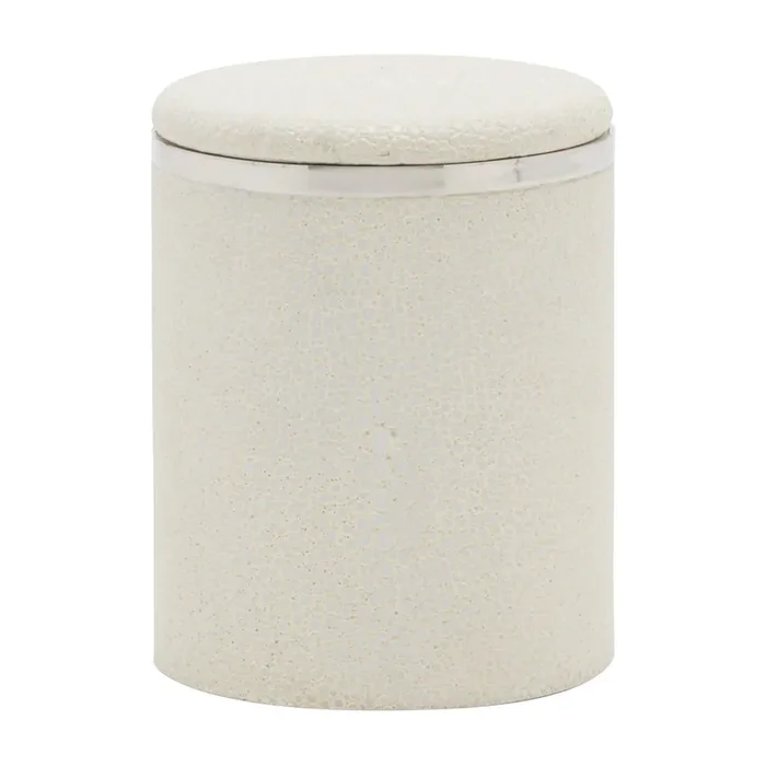 Bradford Faux Shagreen Small Canister (Blanc/Silver)