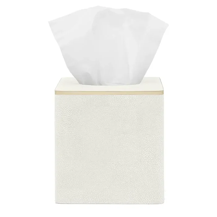 Bradford Faux Shagreen Tissue Box (Blanc/Gold)