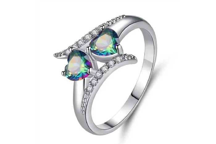 Breathtaking Twin Heart Crystal Ring