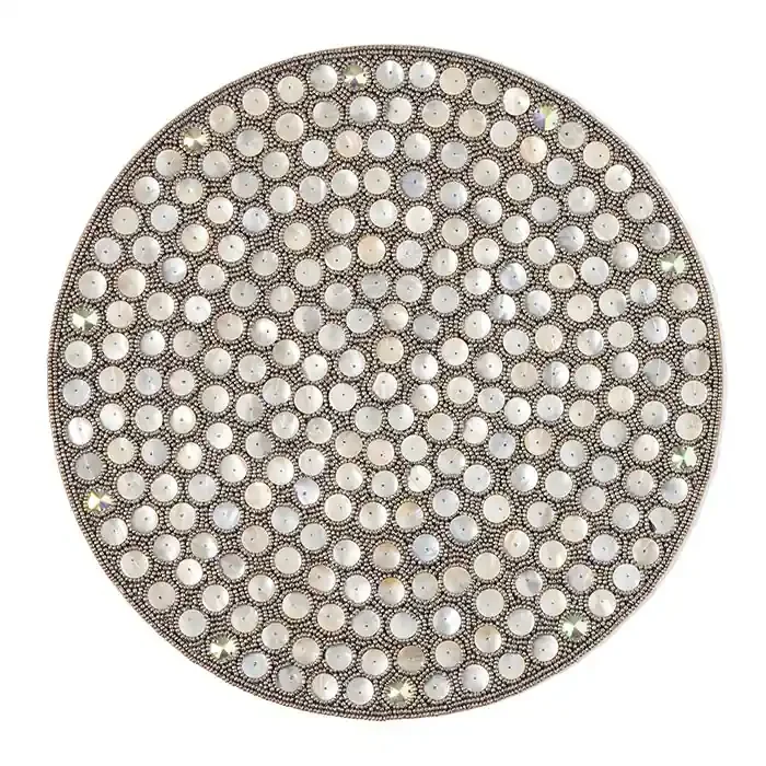 Brenda Silver/Sea Placemat Glass Beads/Shell Set/2 (Round)
